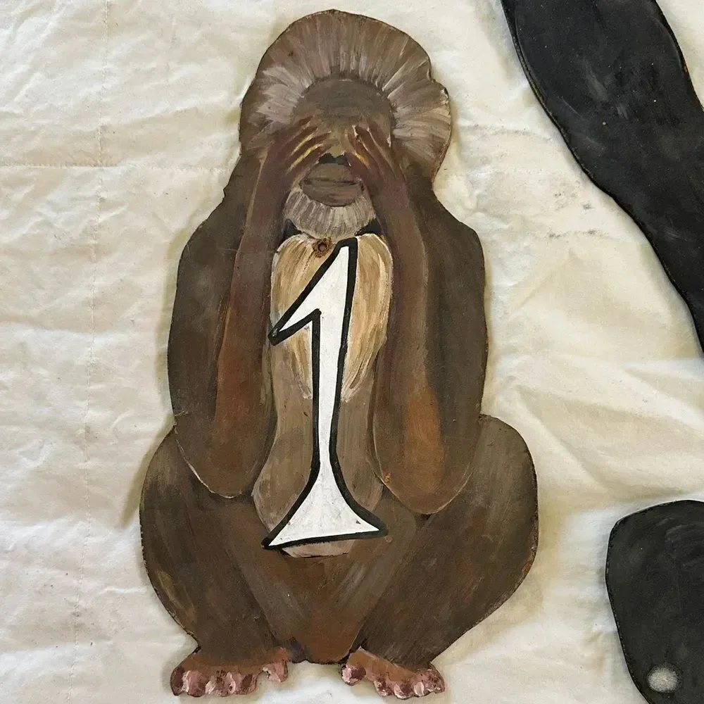 Trader Joe’s Memorabilia Monkey Themed Wall Decor Set Wooden